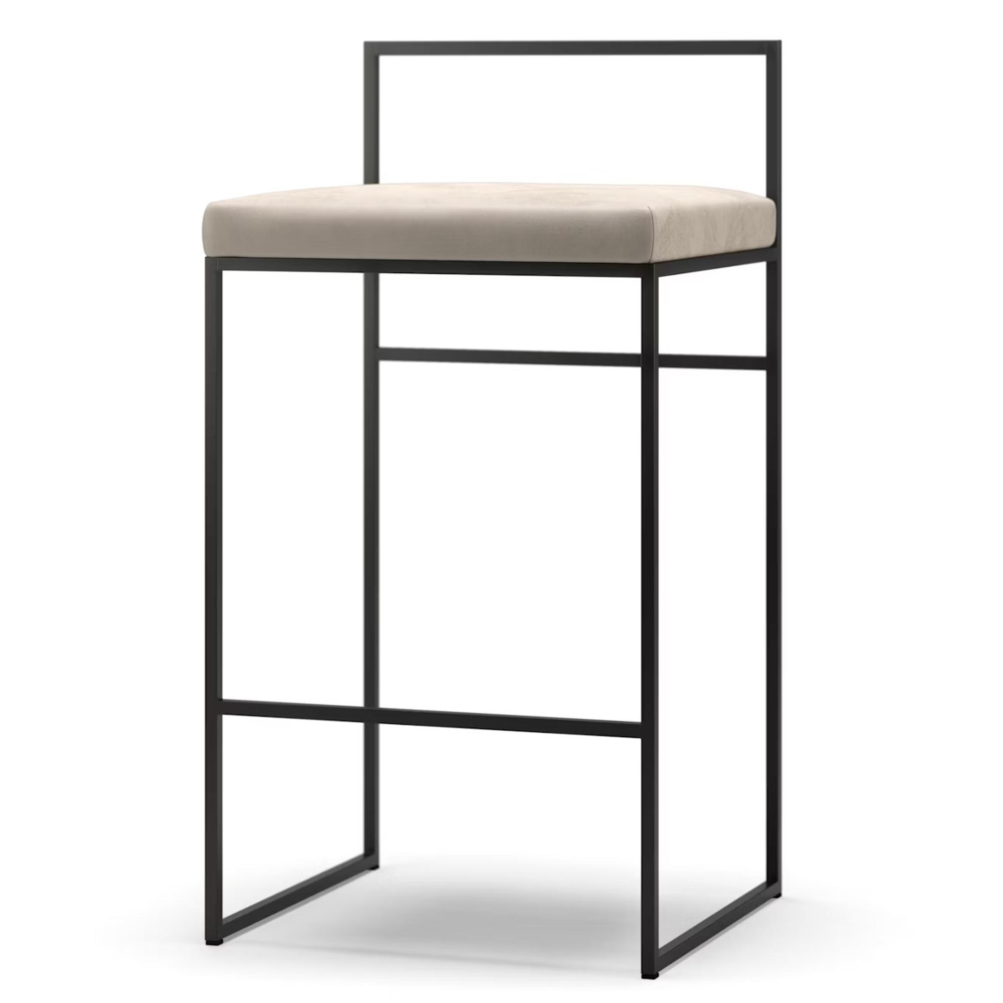 Department Barstol Med Rygstøtte 80 cm Sort/Beige Fløjl
