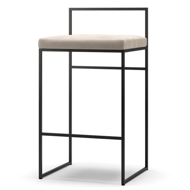 Department Barstol Med Rygstøtte 80 Cm Sort/beige Fløjl