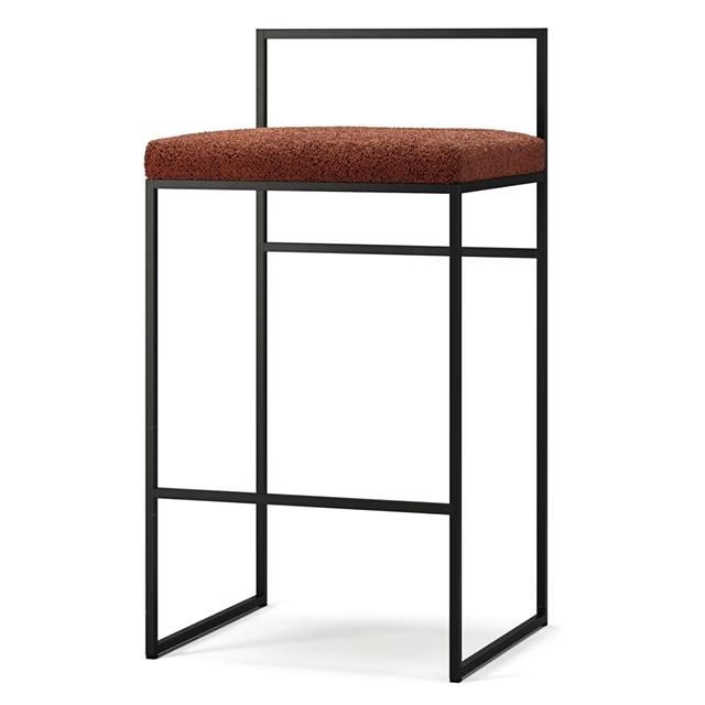Department Barstol Med Rygstøtte 80 Cm Sort/rust Bouclé
