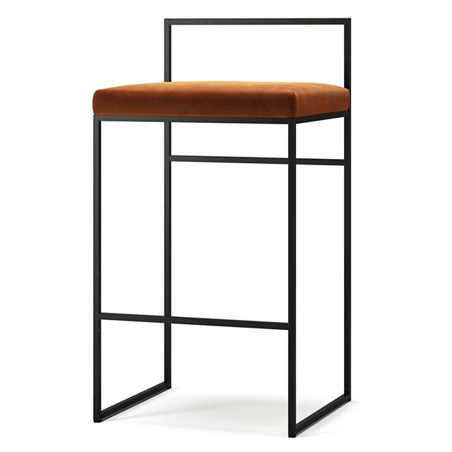 Department Barstol Med Rygstøtte 80 Cm Sort/copper Glow Velour