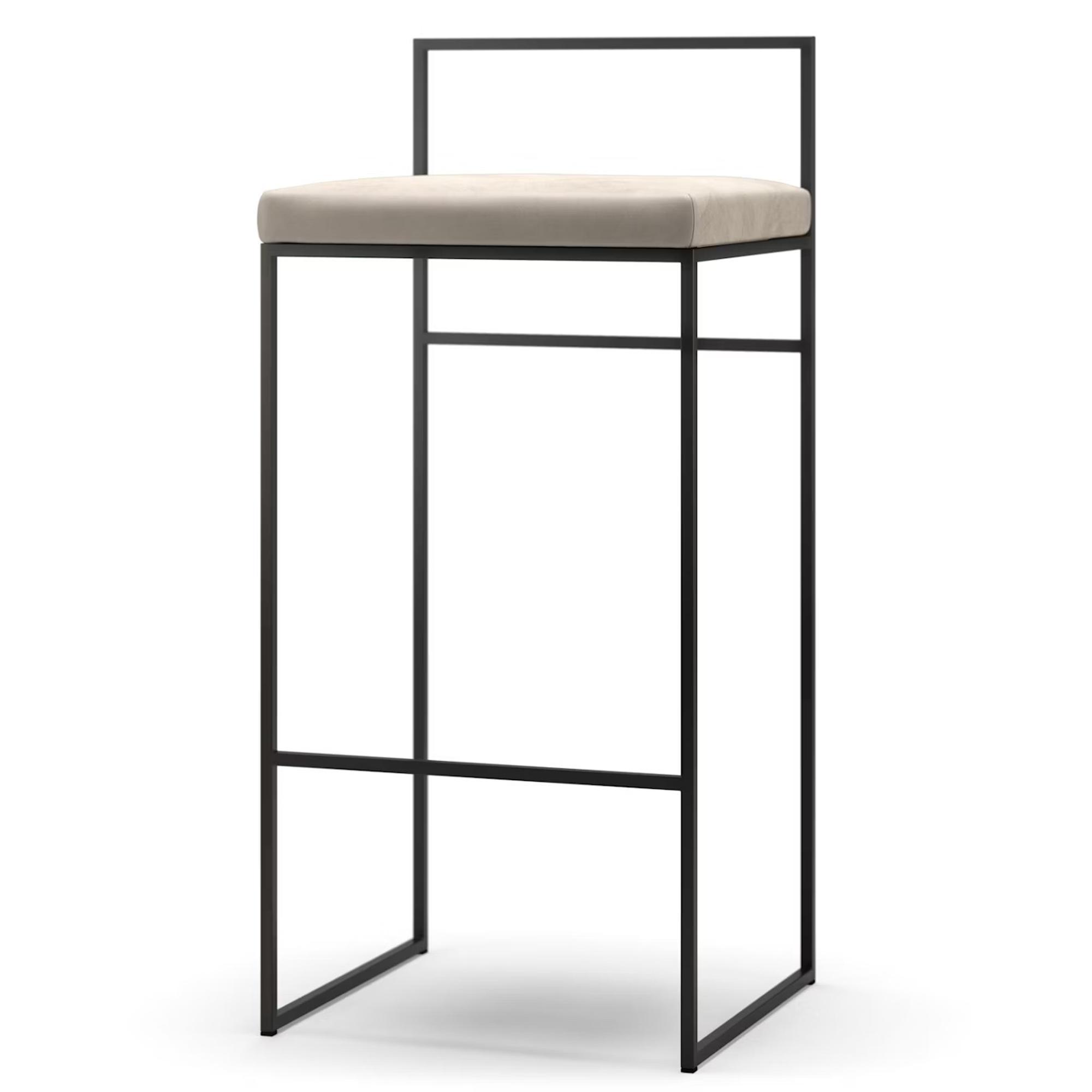 Department Barstol Med Rygstøtte 90 cm Sort/Beige Fløjl