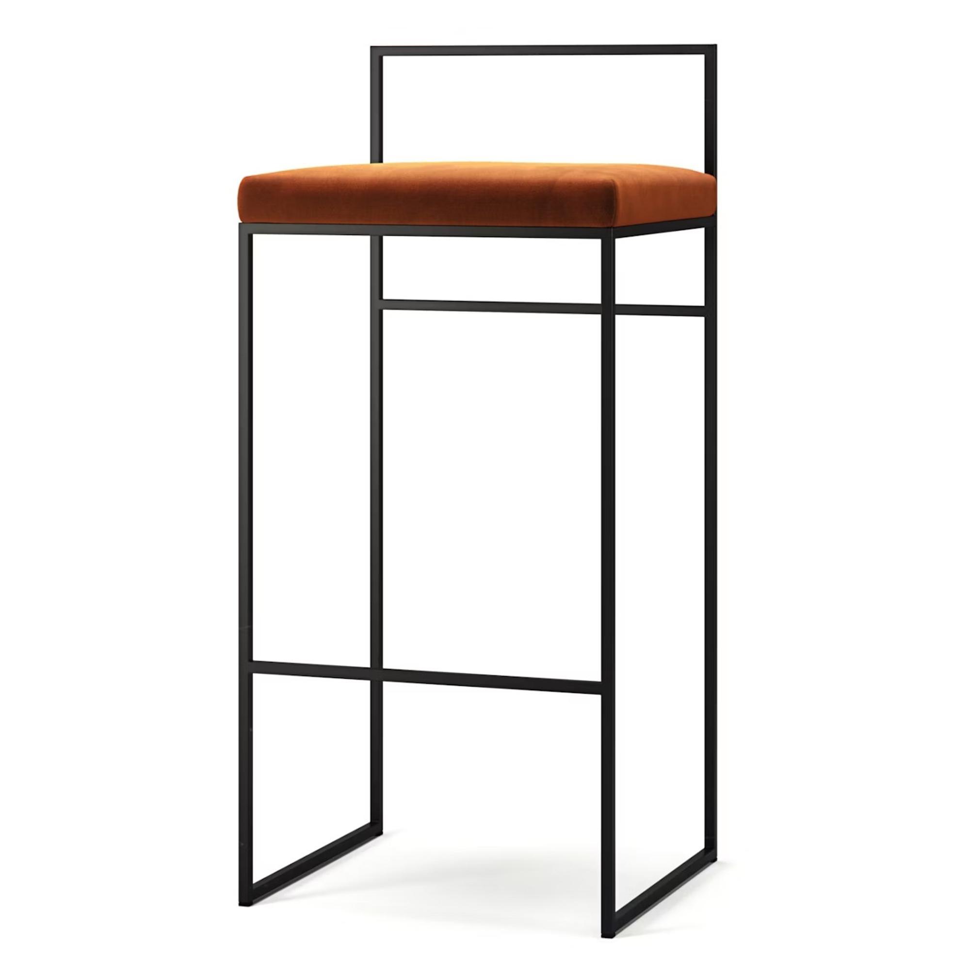 Department Barstol Med Rygstøtte 90 cm Sort/Copper Glow Velour