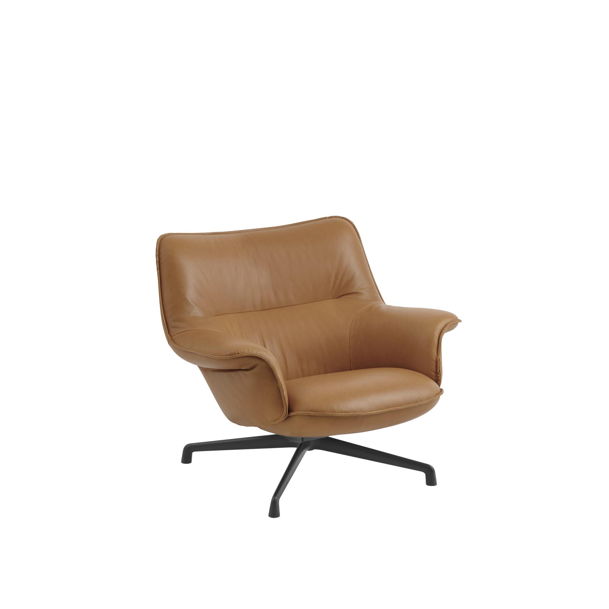 Muuto Doze Nojatuoli Low Back Refine Leather Cognac/Anthracite Black