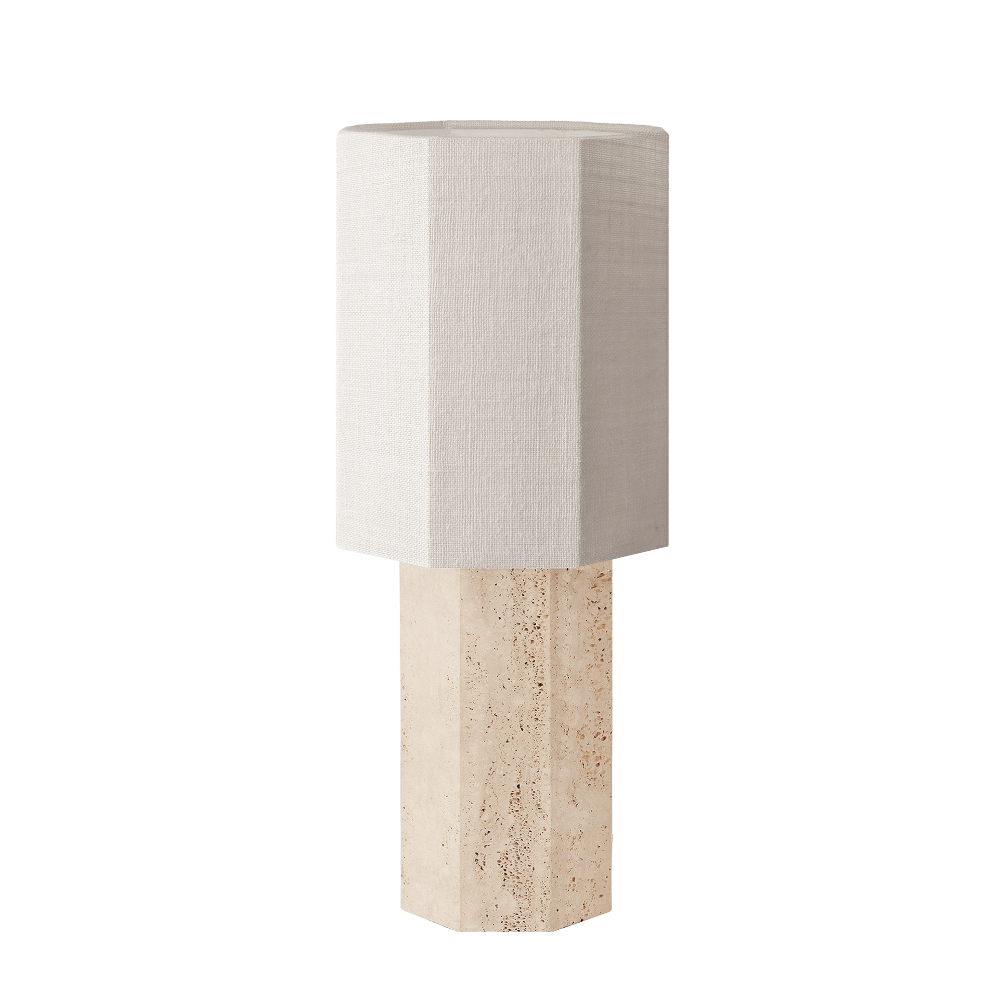 Louise Roe Eight Over Eight Tischlampe, Groß, Travertin/Jute, Weiß