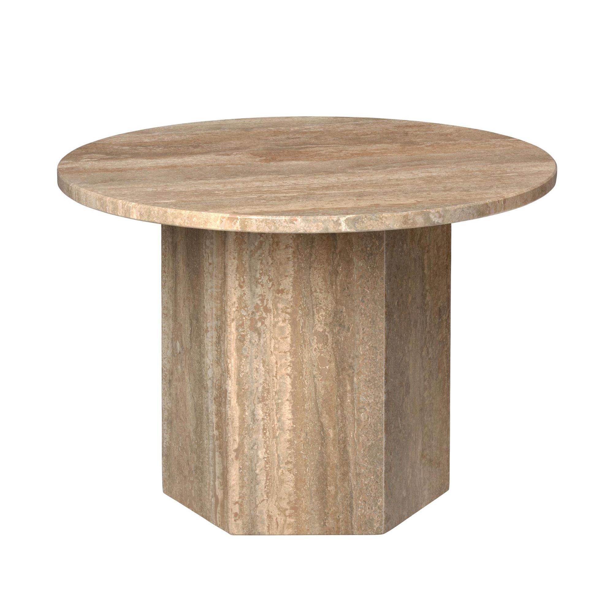 GUBI Epic Coffee Table Round Ø60 Warm Taupe Travertine