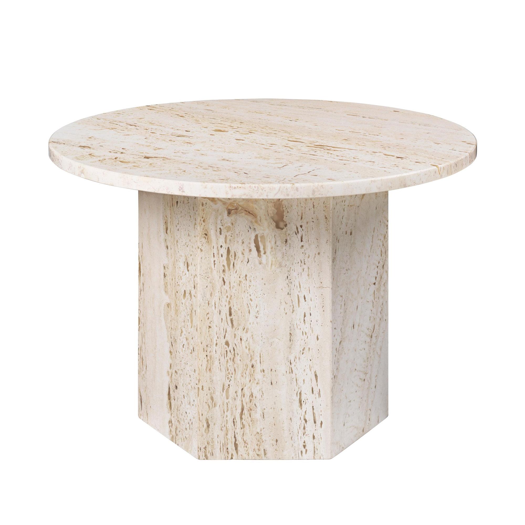 GUBI Epic Coffee Table Round Ø60 White Travertine