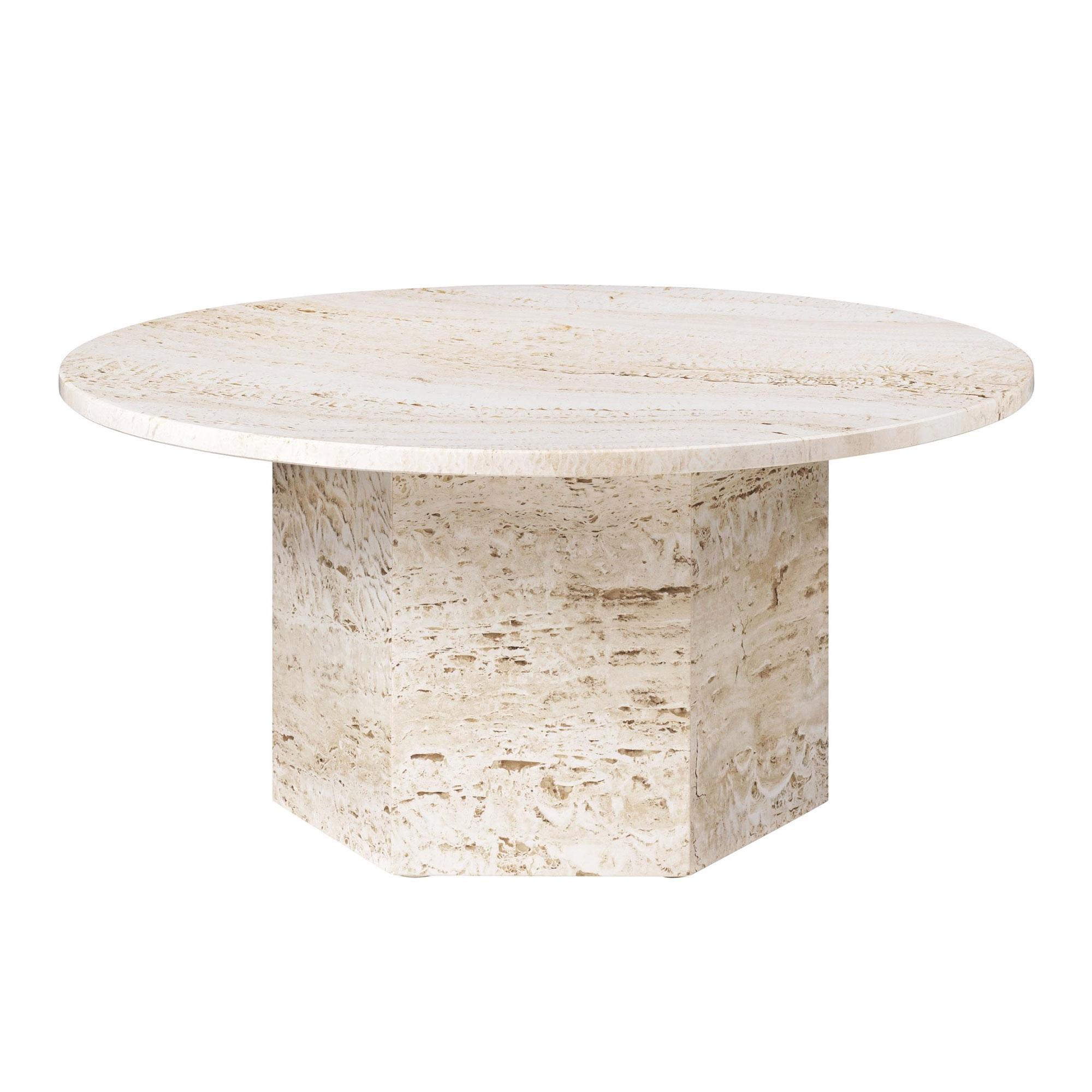 GUBI Epic Coffee Table Round Ø80 White Travertine