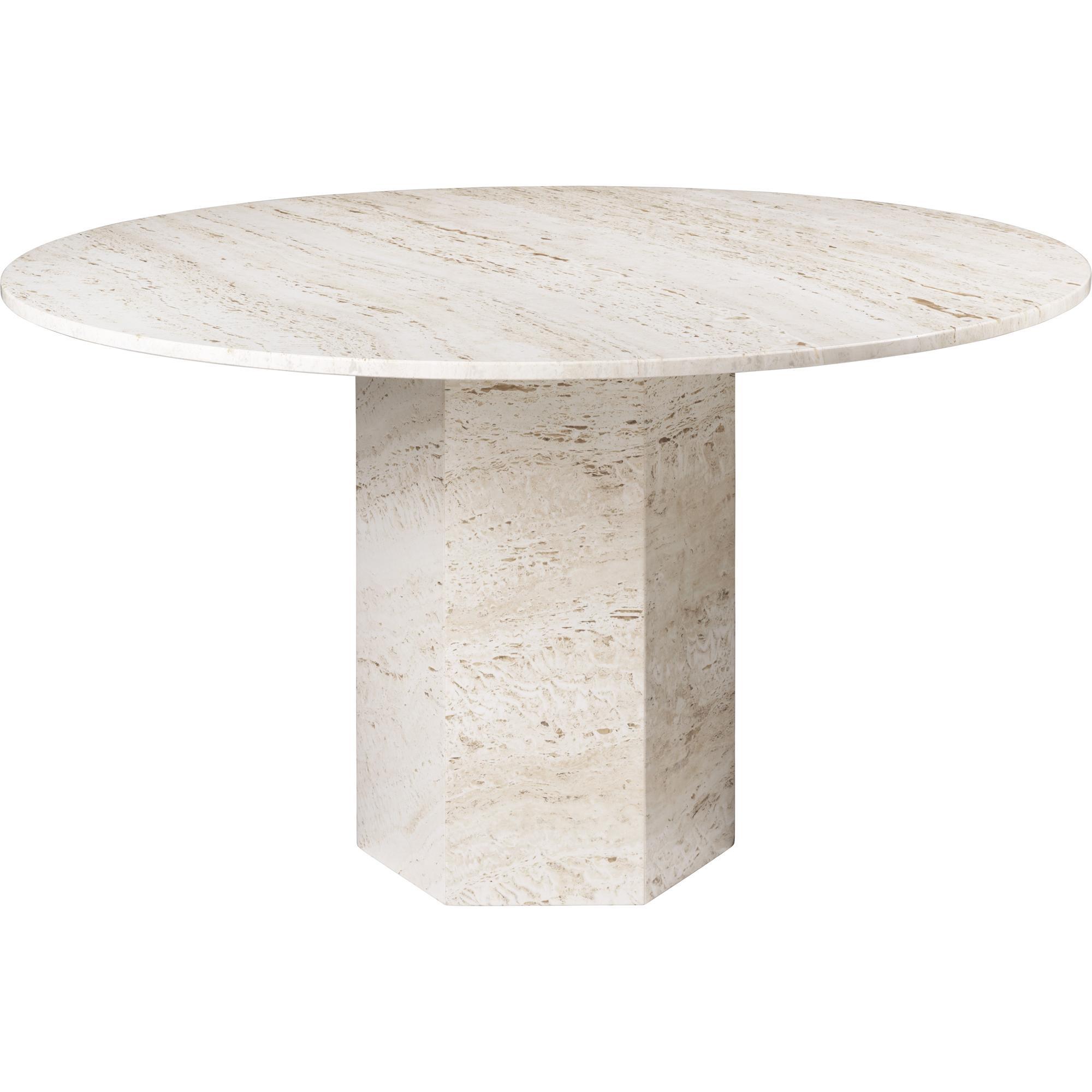 Gubi Epic Dining Table Ø130 White/ Travertine