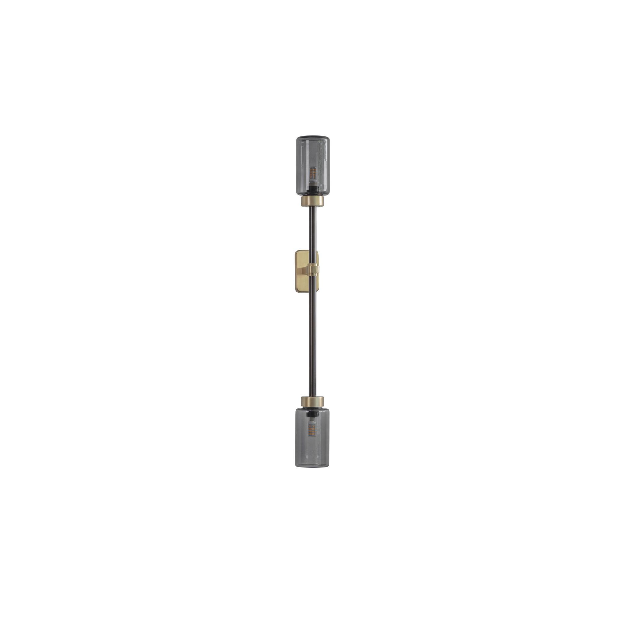 Bert Frank Farol Single Wall Lamp Dark Bronze/ Smoked Glass With Brushed Brass Detail