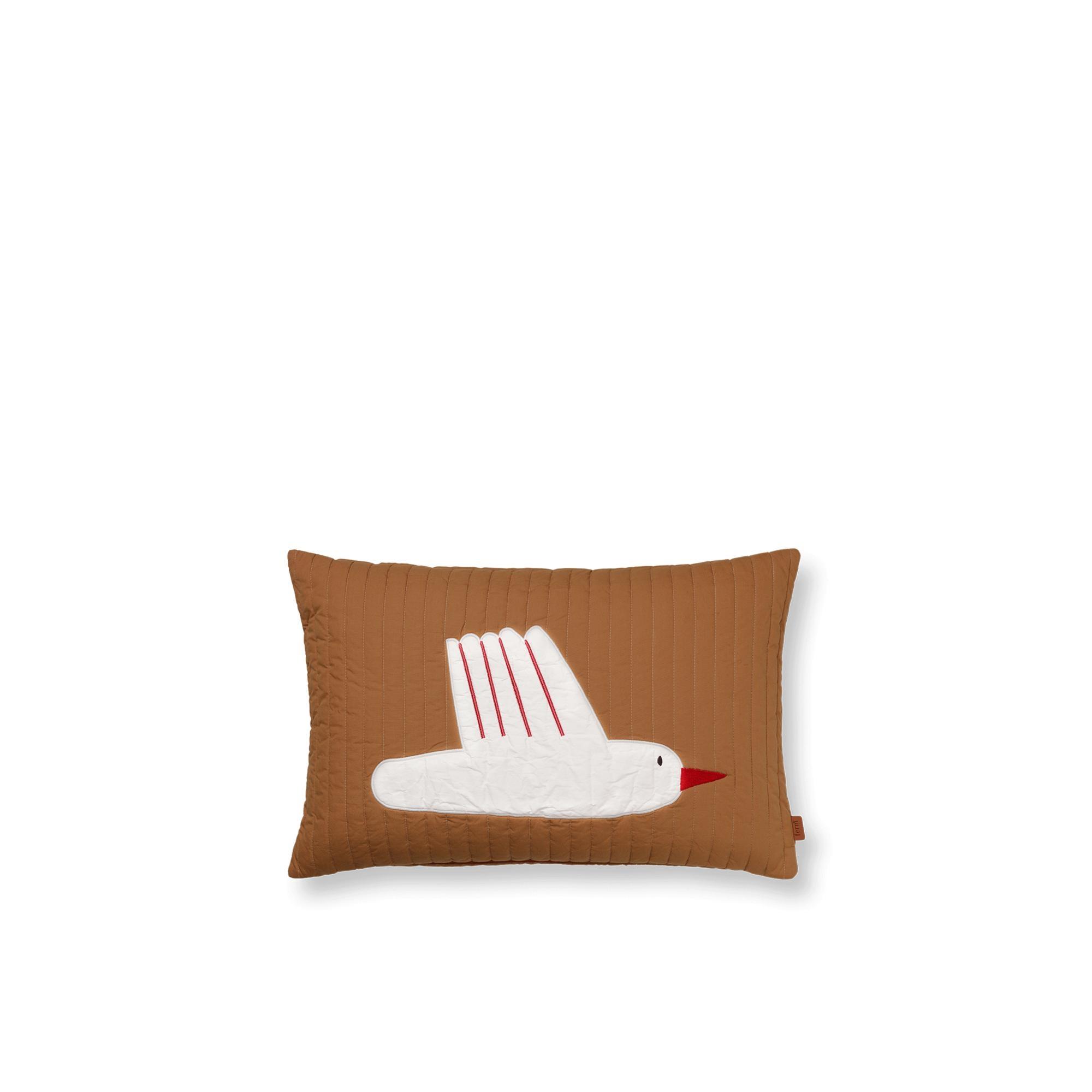 Ferm Living Bird Quilted Pillow Rectangular Sugar Kelp