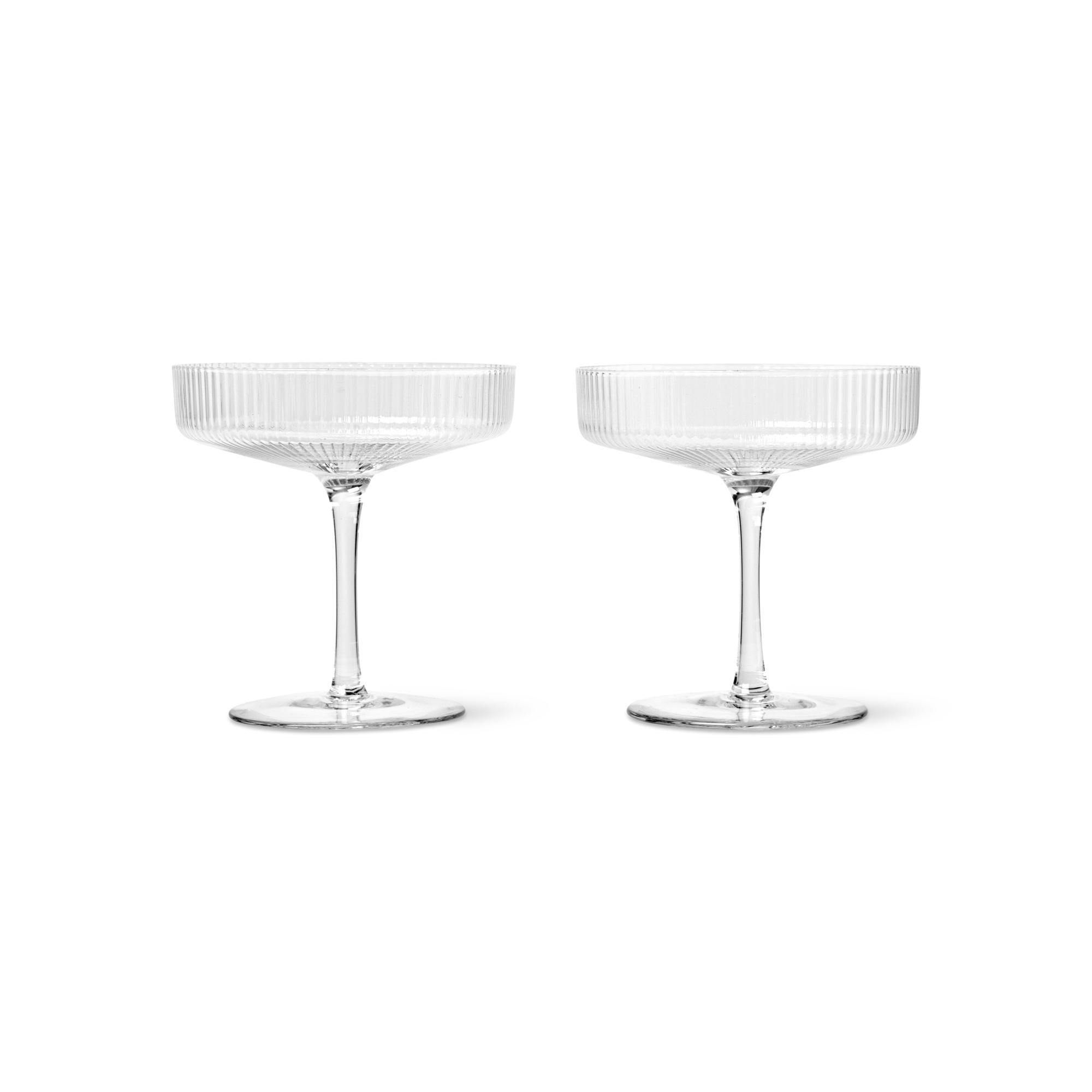 Ferm Living Ripple Set di 2 Coppe Champagne Trasparente