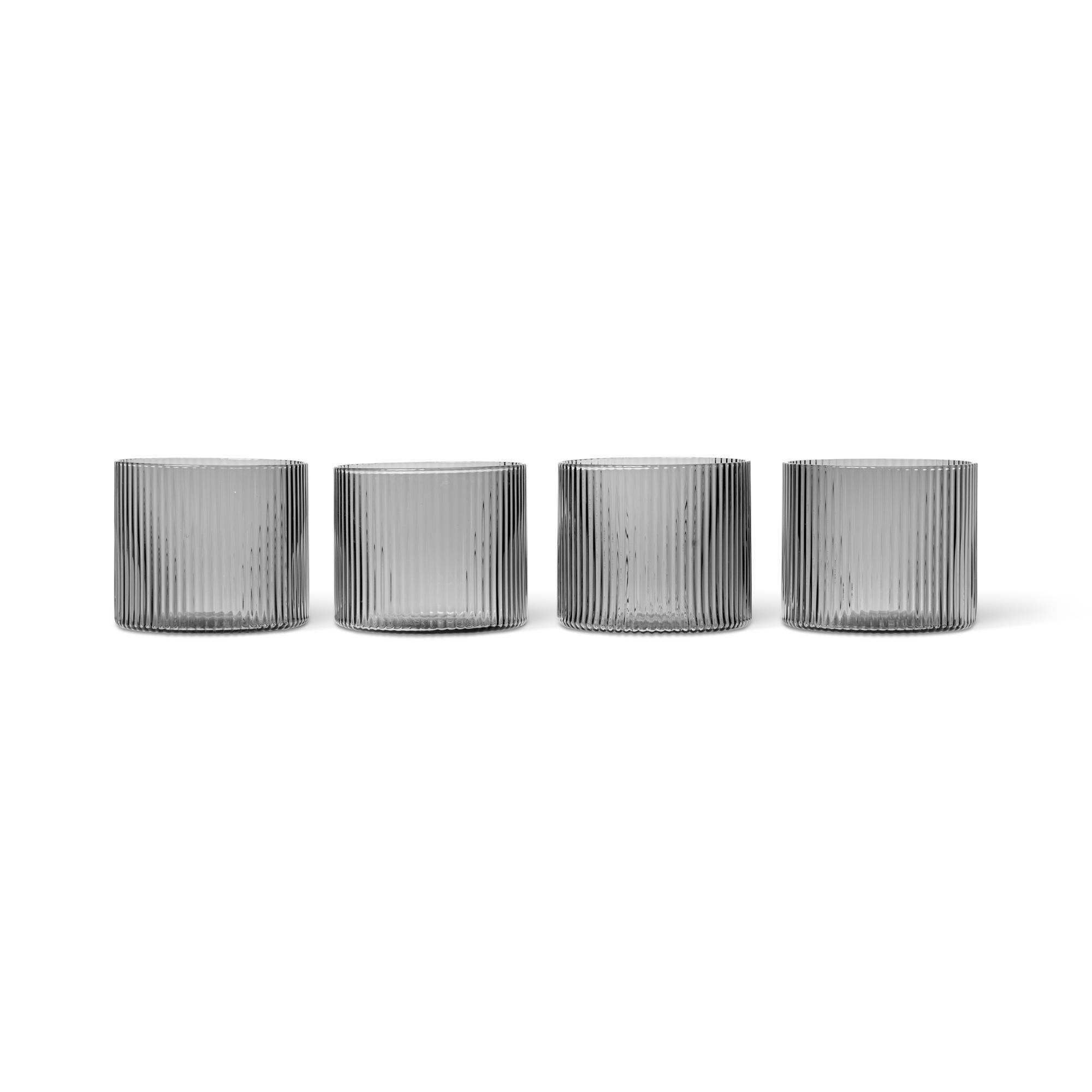 Ferm Living Ripple Set de 4 Verres Bas Fumés