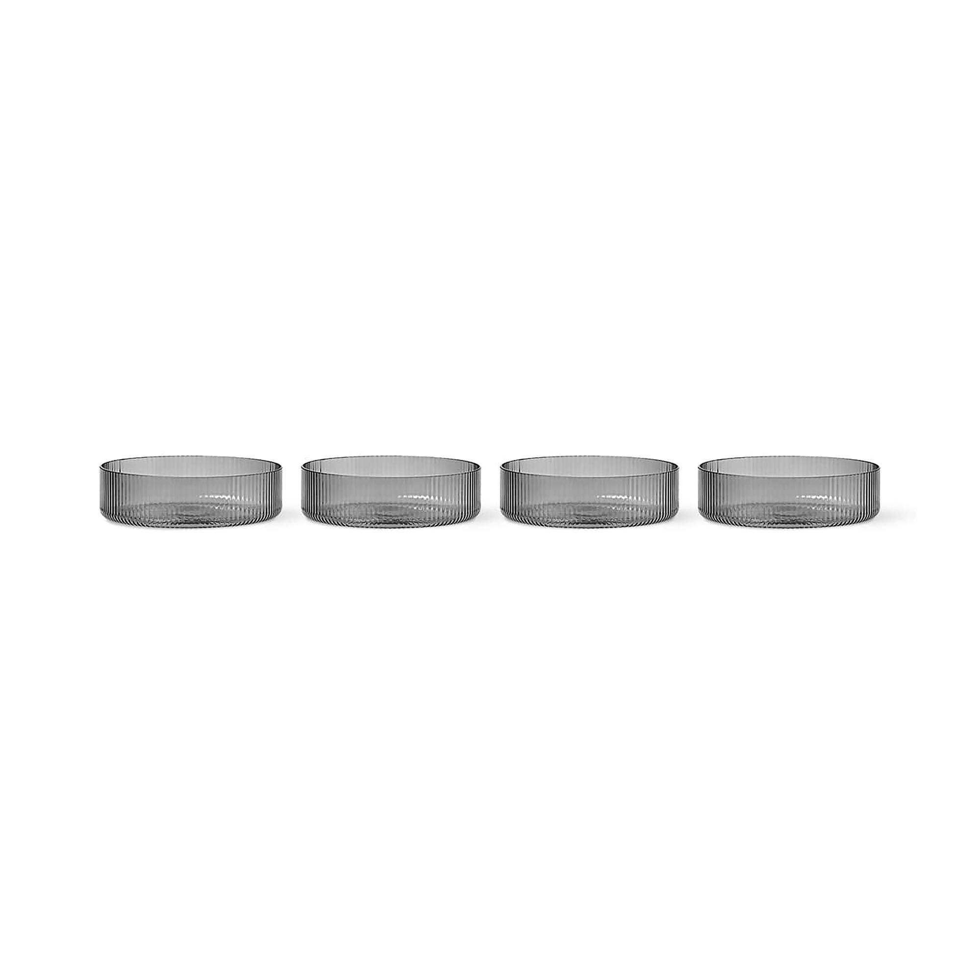 Ferm Living Ripple Set di 4 Ciotole da Portata Affumicate