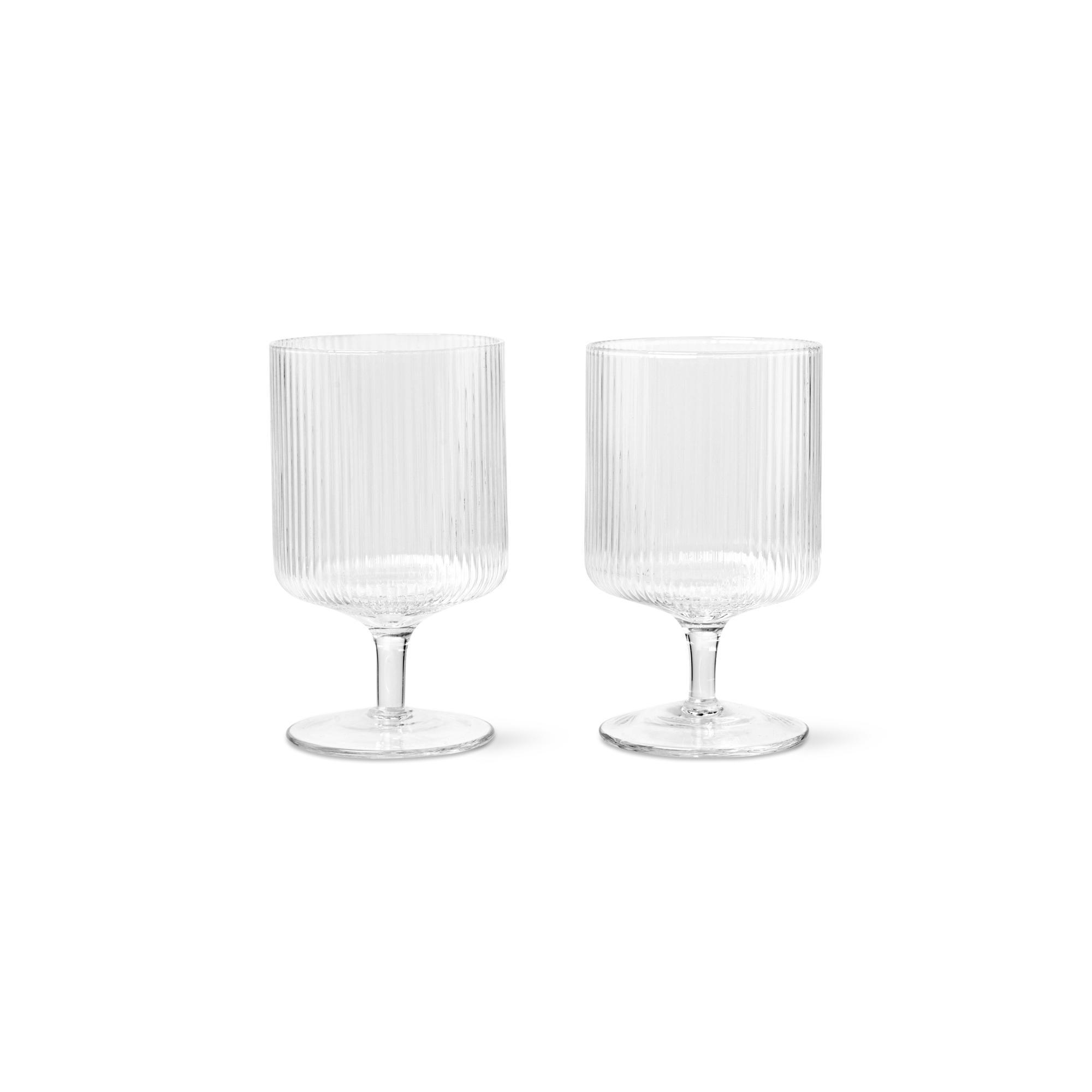 Ferm Living Geribbelde Wijnglas Set van 2 Helder