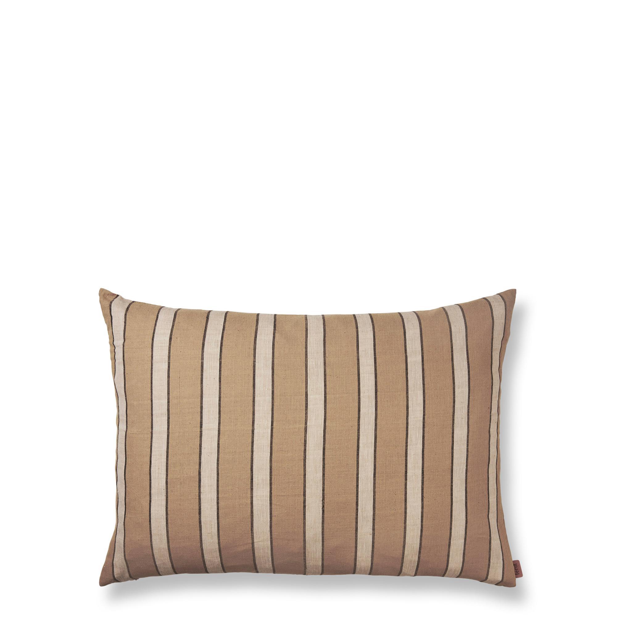 Ferm Living Brown Cotton Pillow Large Lines