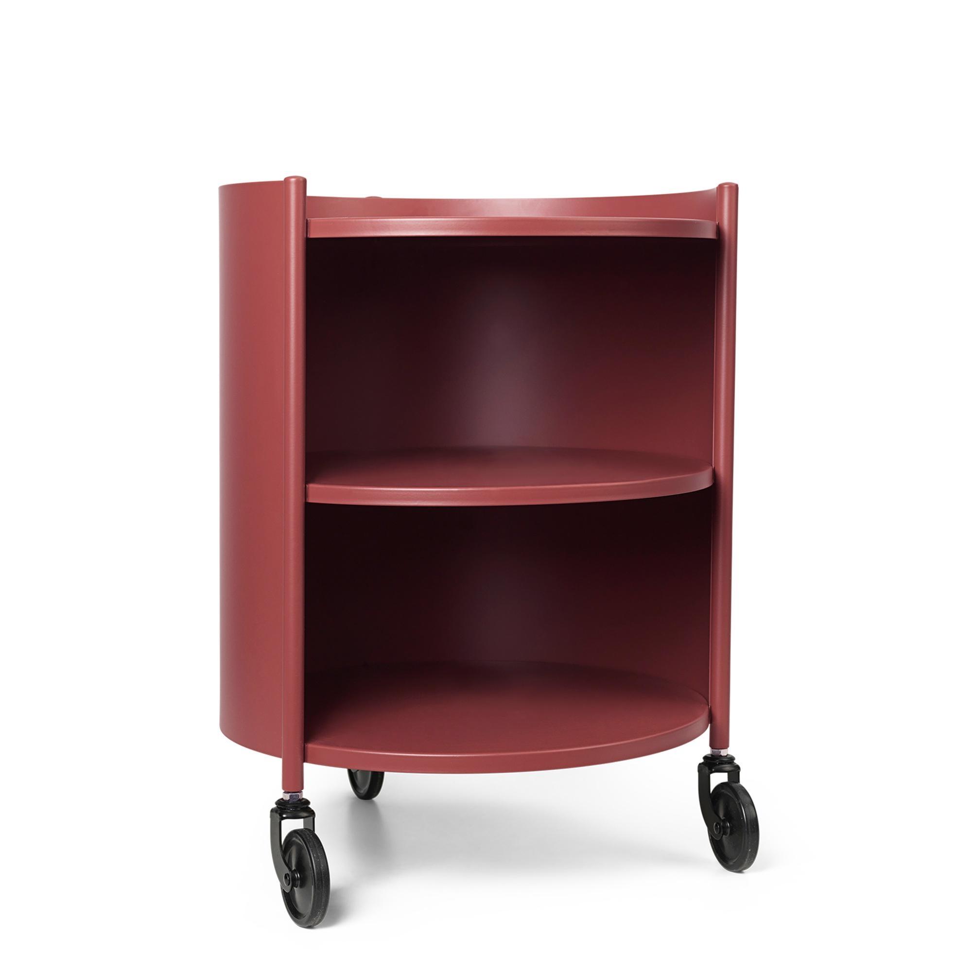 Ferm Living Eve Tavolino Portaoggetti con Rotelle in Mogano Rosso