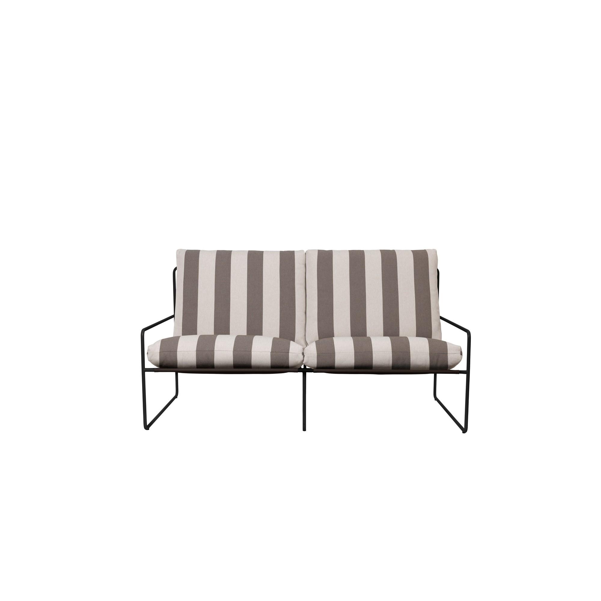Ferm Living Desert Divano A 2 Posti Stripe Nero/Cioccolato