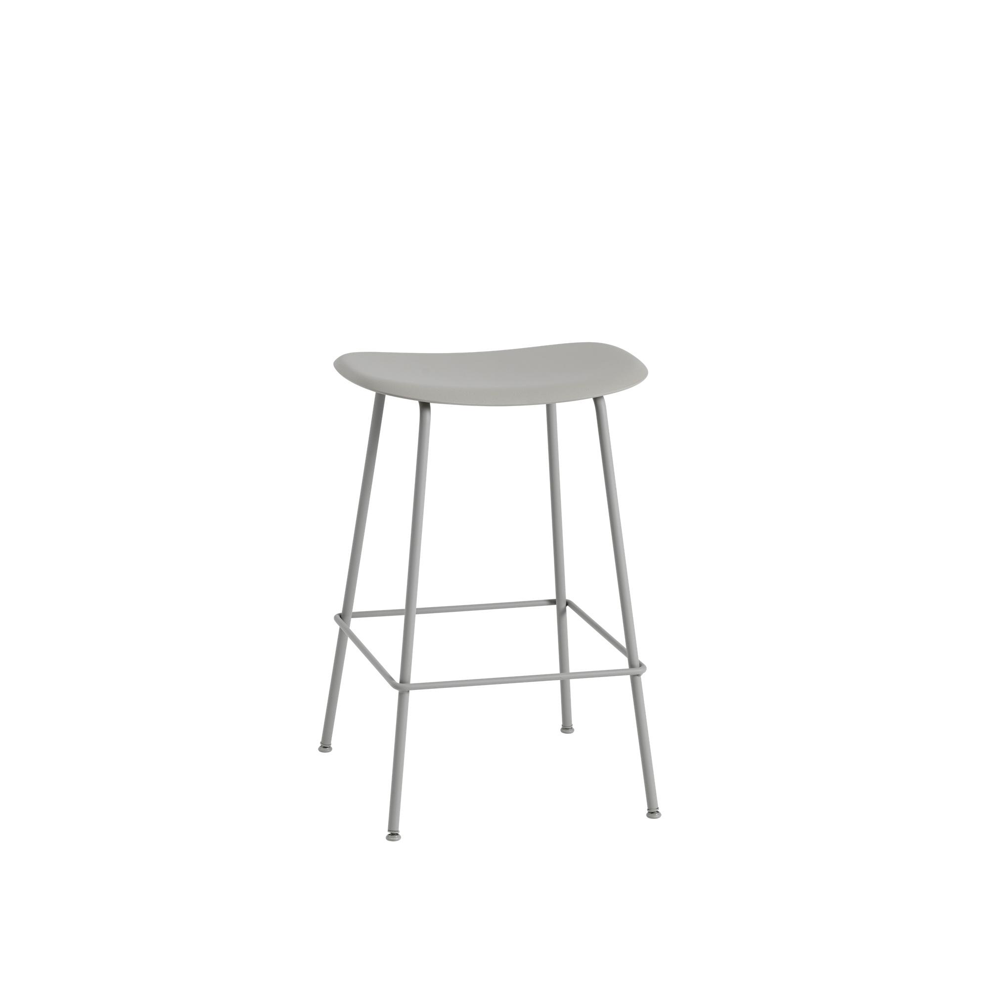 Muuto Fiber Bar Stool w. Tube Base Gray/ Gray H66 cm