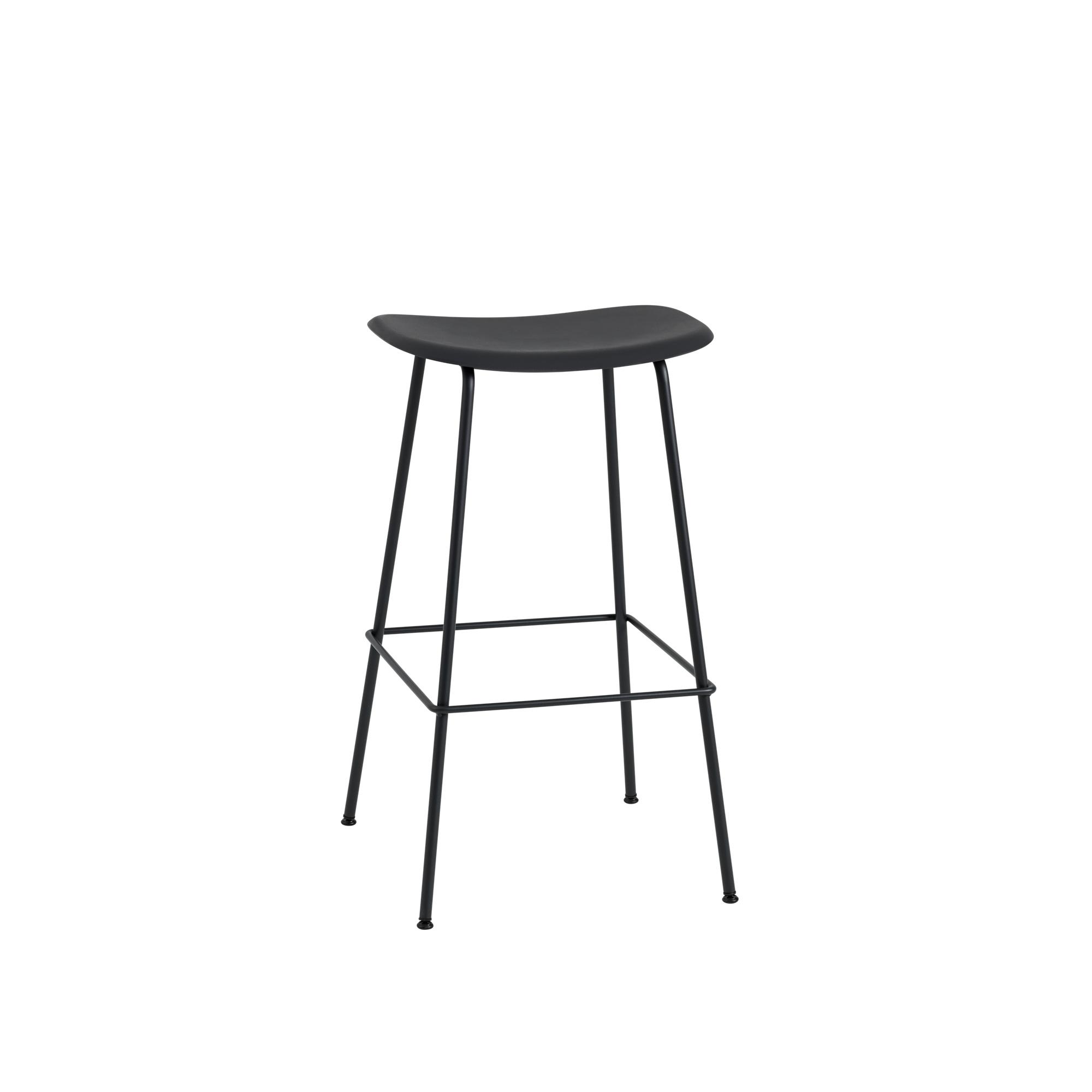 Muuto Fiber Bar Stool w. Tube Base Black H76 cm