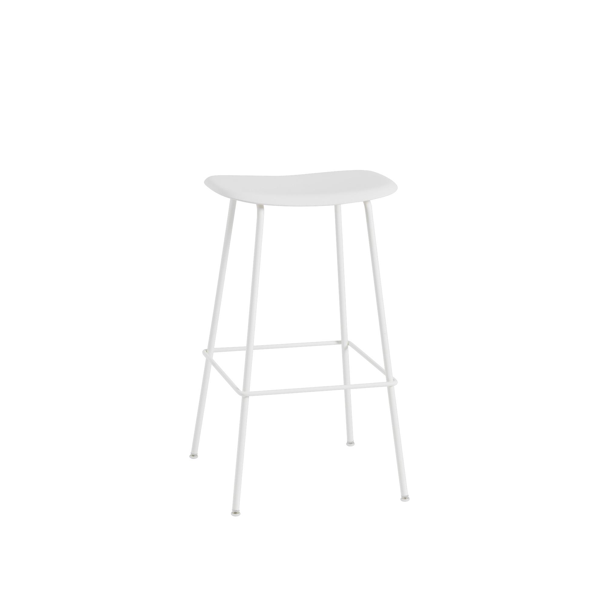 Muuto Fiber Bar Stool w. Tube Base White H76 cm