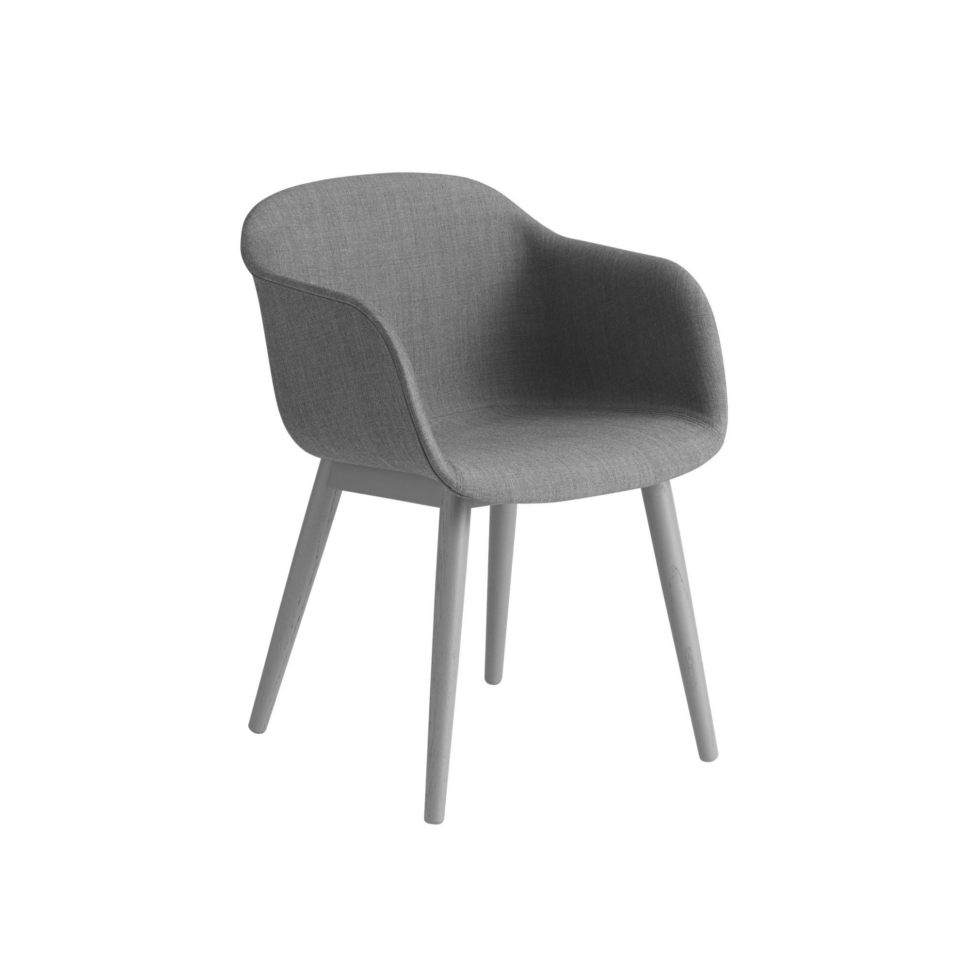 Muuto Fiber Dining Table Chair w. Armrests and Wood Base Upholstered