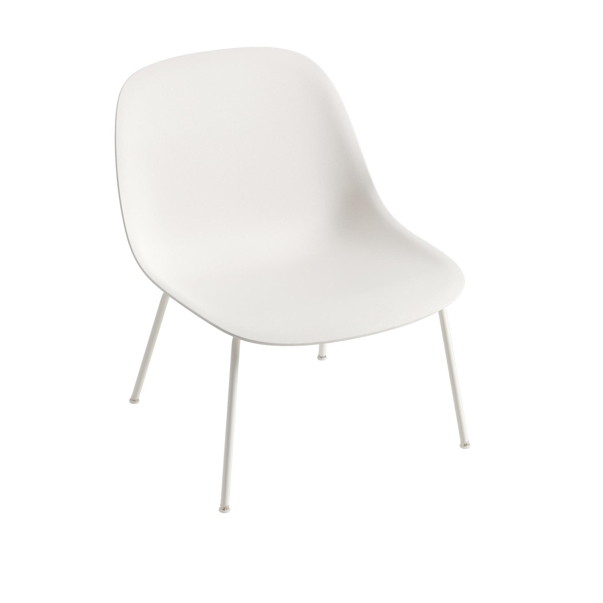 Poltrona Muuto in Fibra con Base in Tubo Bianco Naturale/Bianco