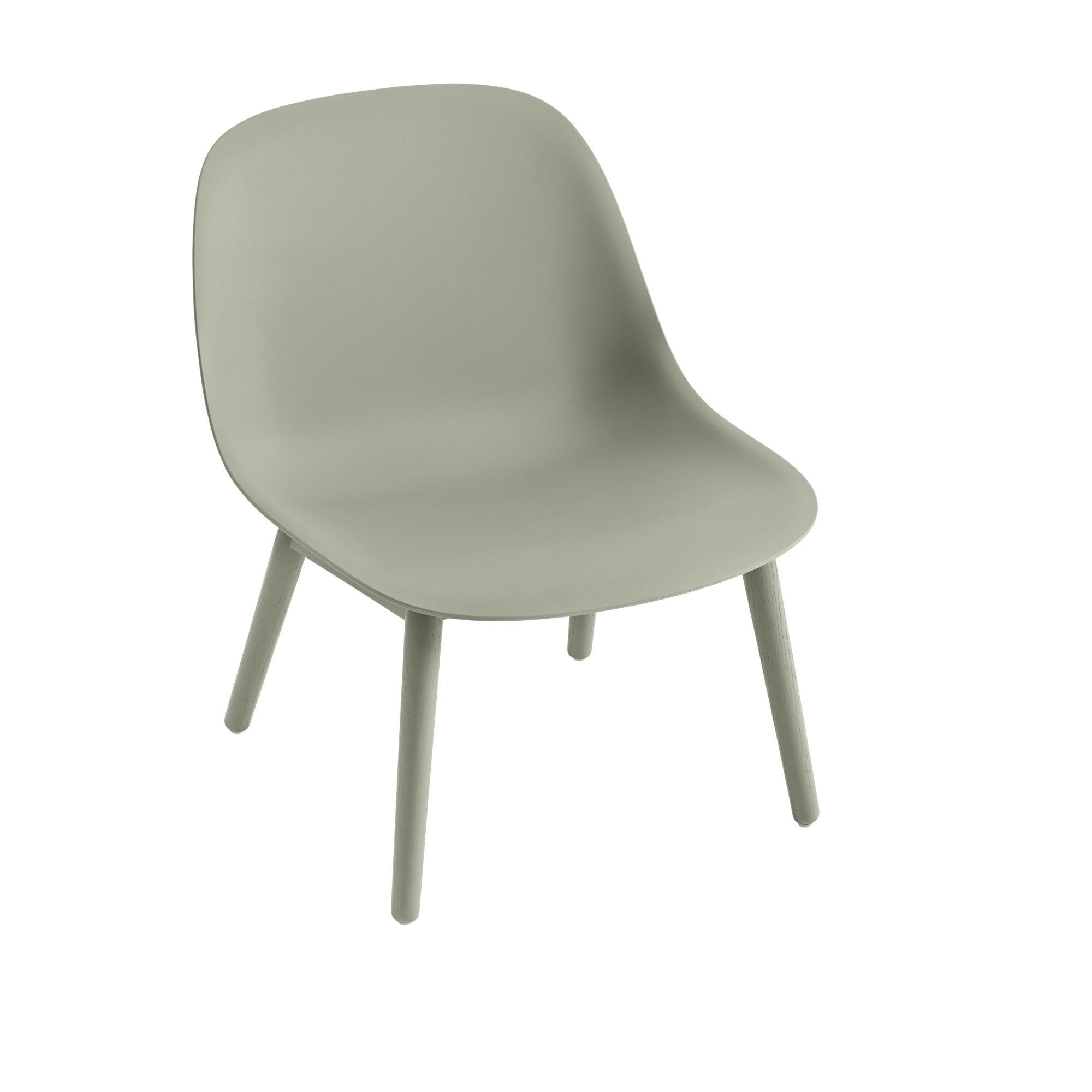 Muuto Fibre-nojatuoli puisella pohjalla Dusty Green