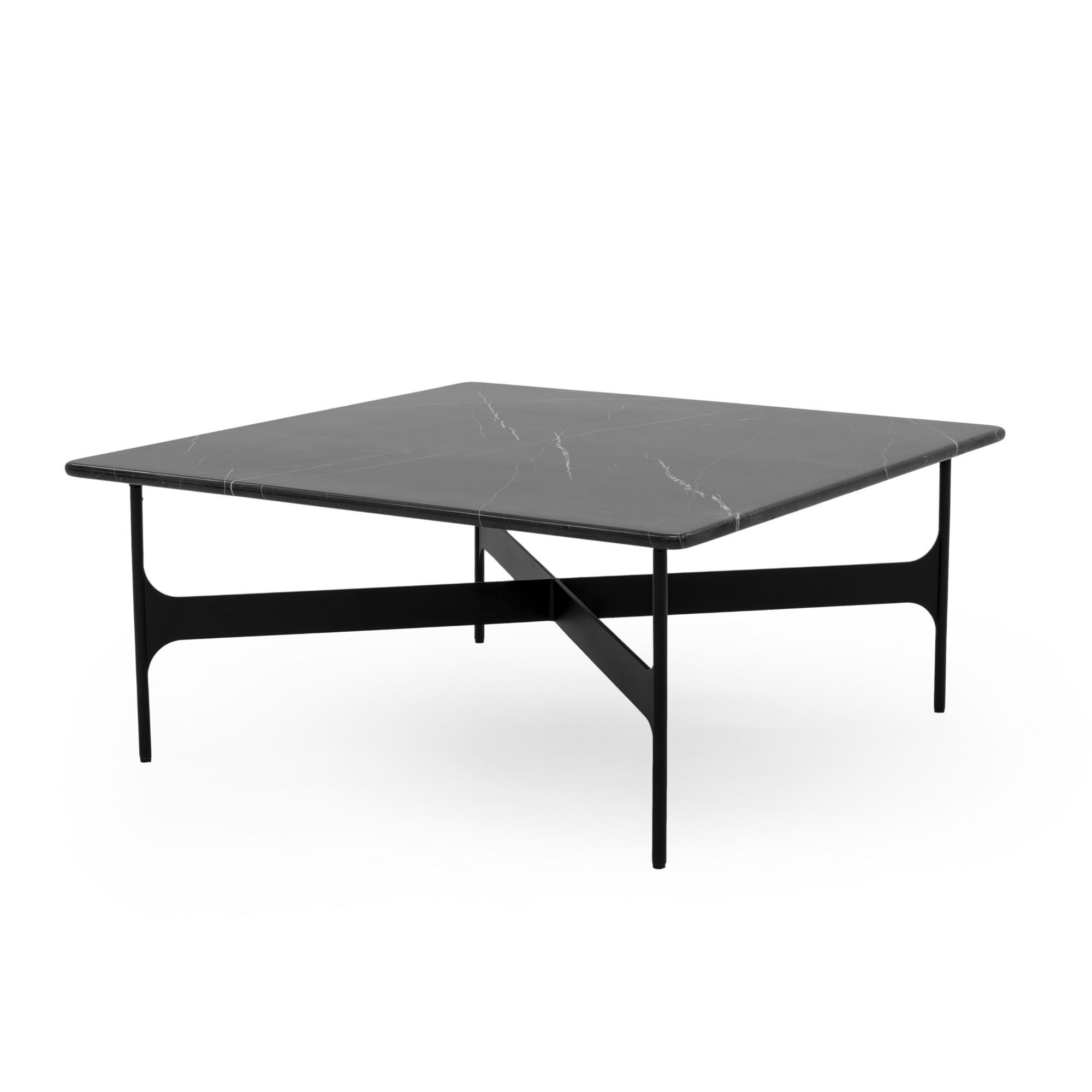 Table Basse Wendelbo Floema 80x80 Marbre Noir Nero Marquina