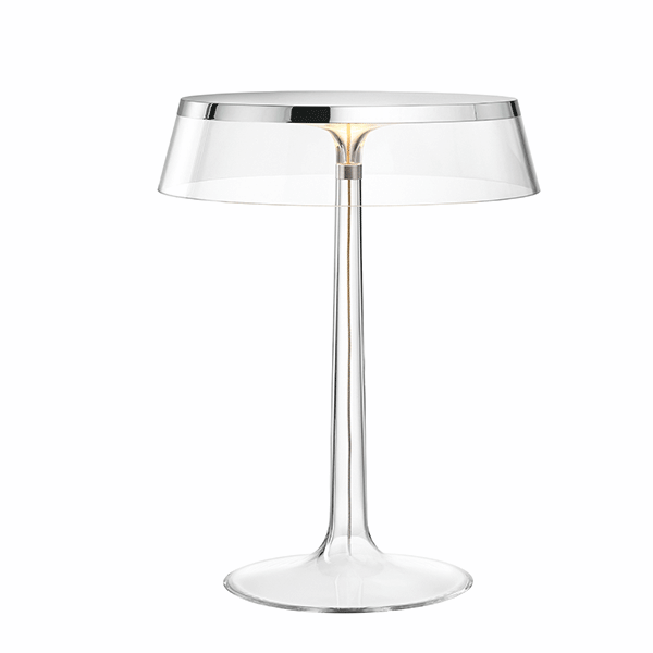 Flos Bon Jour Table Lamp Chrome Frame and Transparent Shade