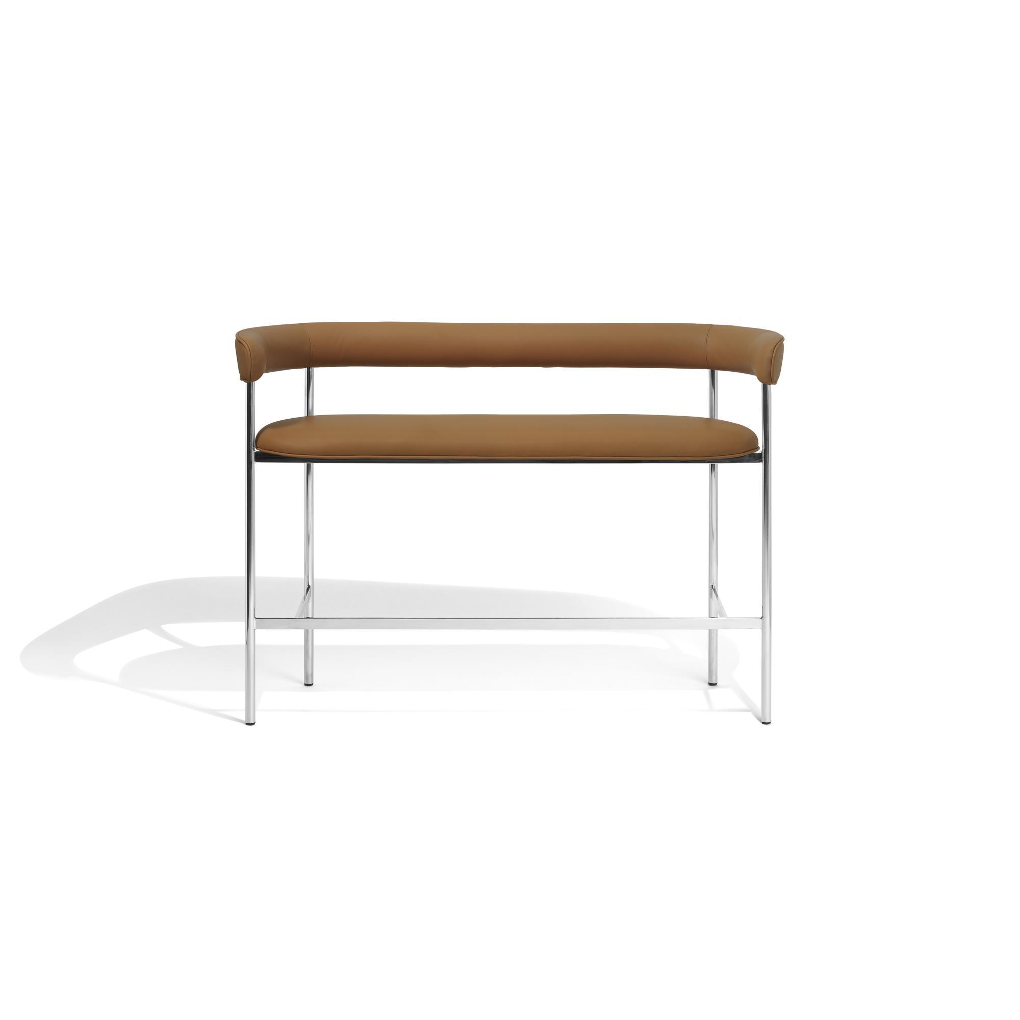 Møbel Copenhagen Font Bar Sofa 75 cm Dunes Cognac Leder/polierter Stahlrahmen