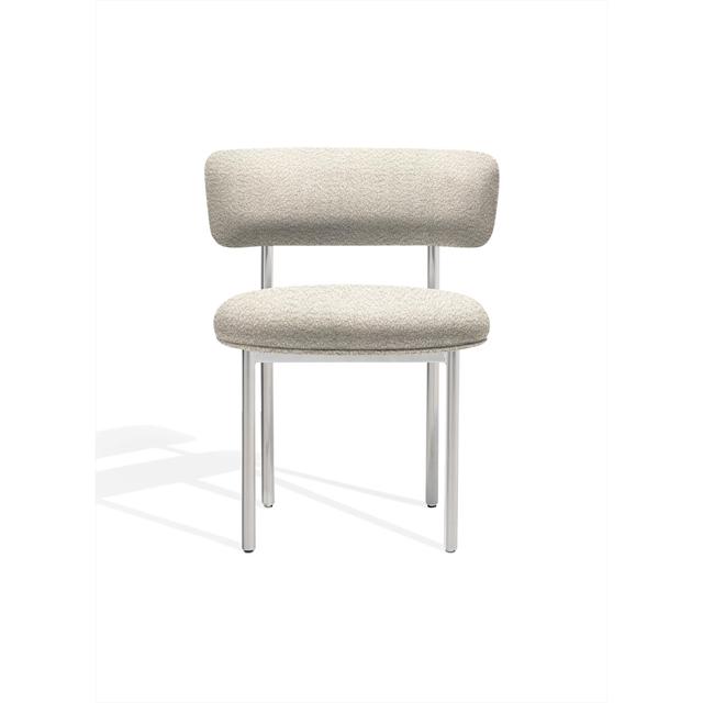 Font Spisebordsstol Beige Boucle Elle 0200/Gepolijst Stalen Frame