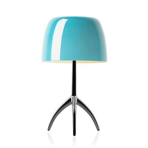 Foscarini Lumiere Lampa Stolowa Grande Turkusowa Czarna Chromowana ze Sciemniaczem