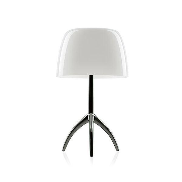 Foscarini Lumiere Table Lamp Piccola White Chromed Black with Dimmer