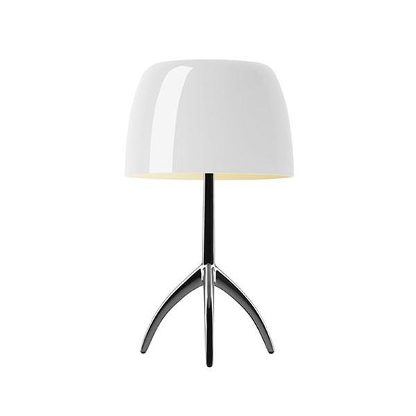 Foscarini Lumiere Lampe à Poser Piccola Blanc Chaud et Aluminium avec Variateur Dintensité