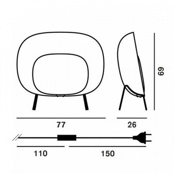 Foscarini Stewie Rød og Elfenben Stregtegning