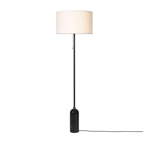 GUBI Gravity Floor lamp Black Marble & White Shade Large