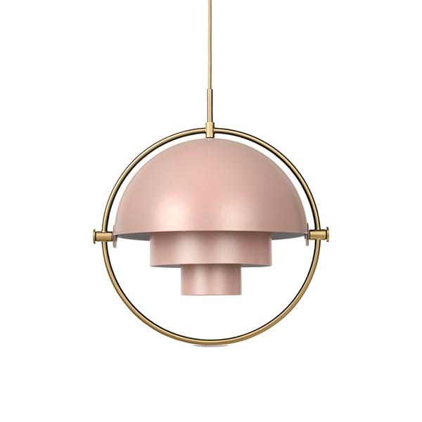 Lampadario GUBI Multi-Lite Grande Rosa e Ottone