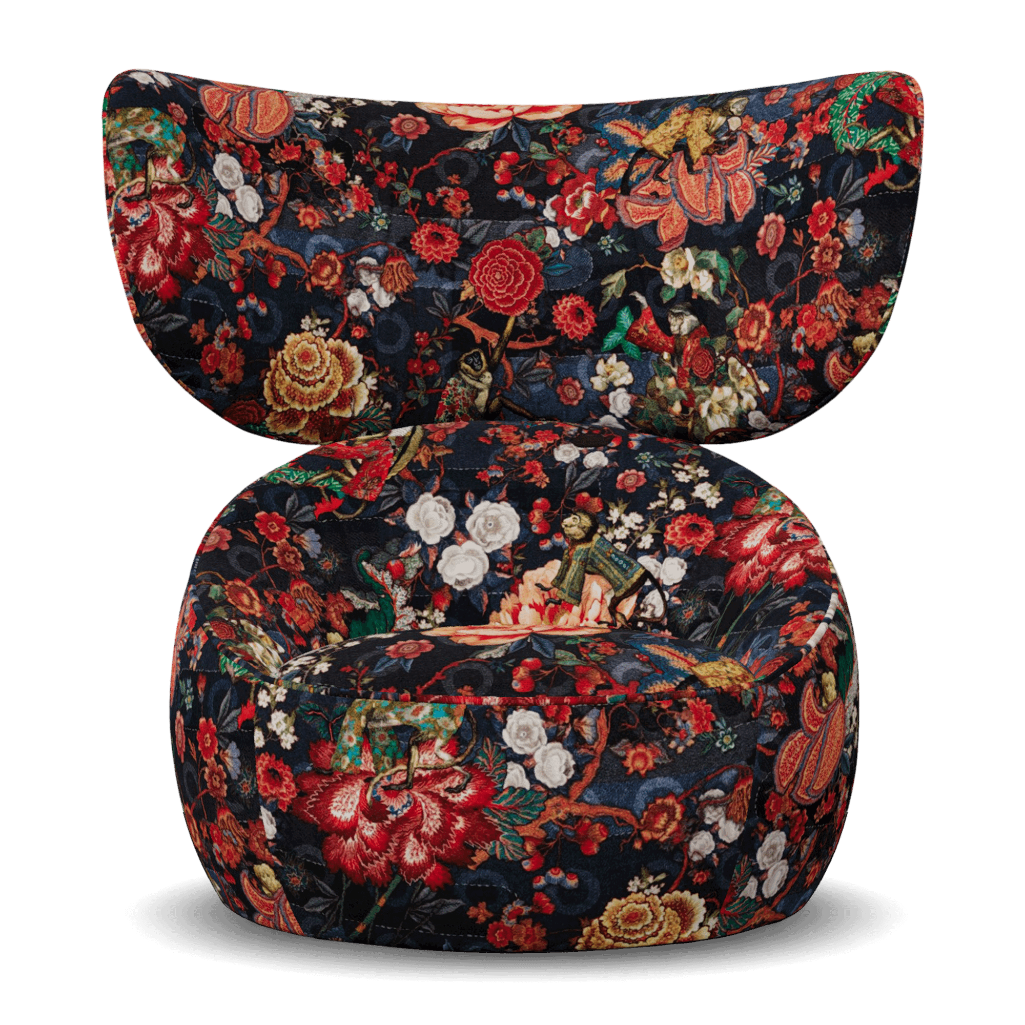 Moooi Hana Wingback Swivel EA-nojatuoli Tokyo Blue/Blue Velvet