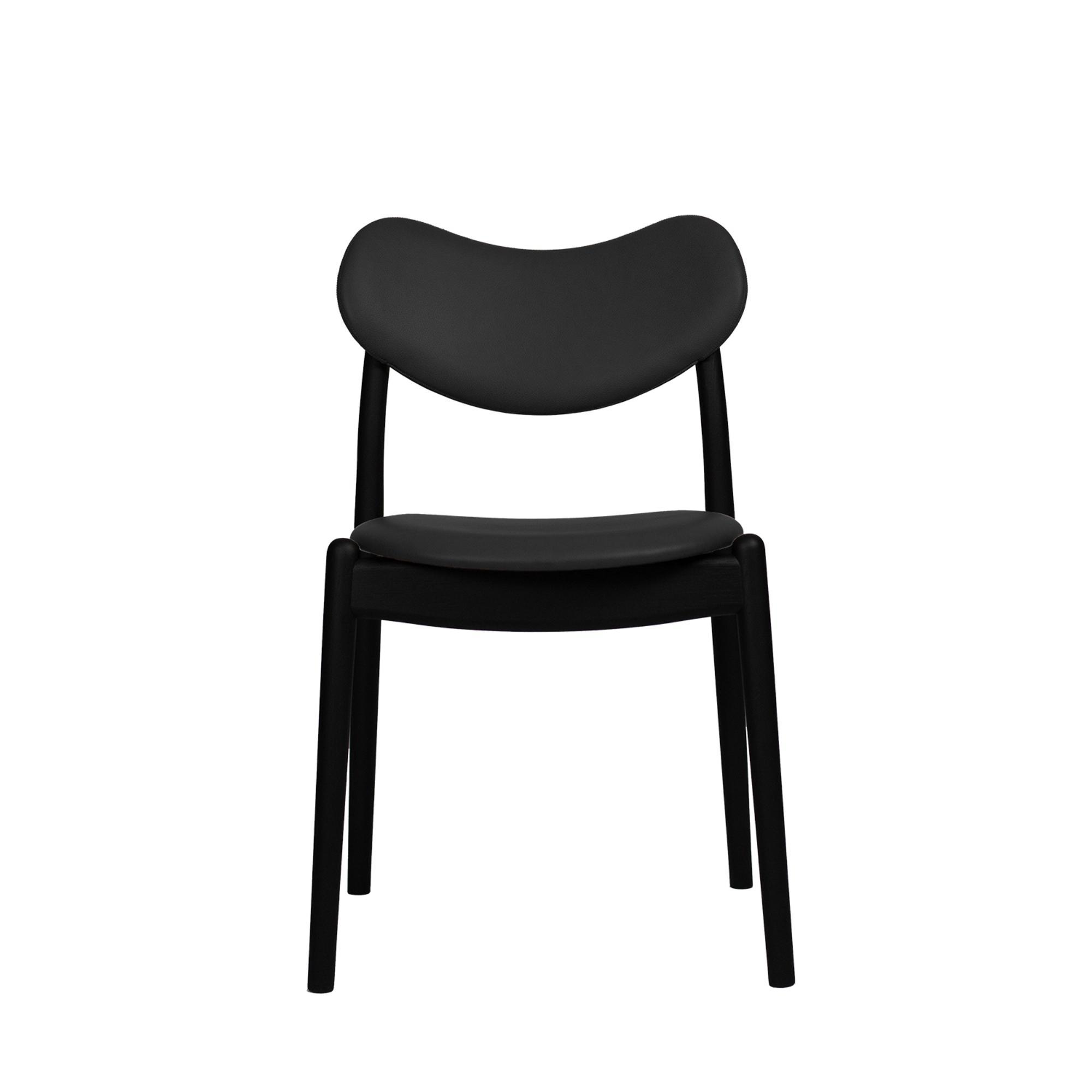Ro Collection Hybrid Dining Chair Upholstered Black Lacquered Beech/ Black Leather