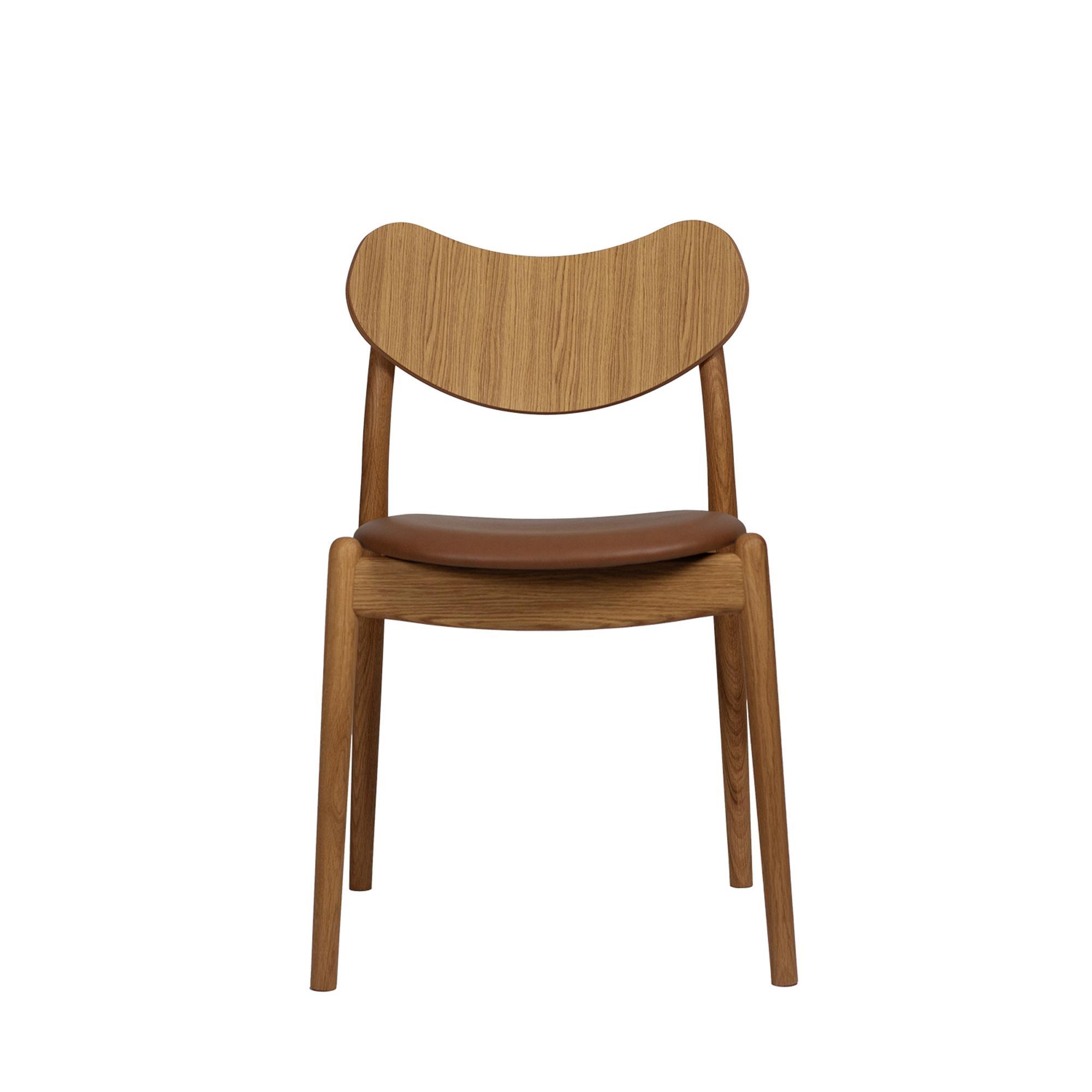 Ro Collection Hybrid Dining Chair Upholstered Seat Oiled Oak/Calvados Leather