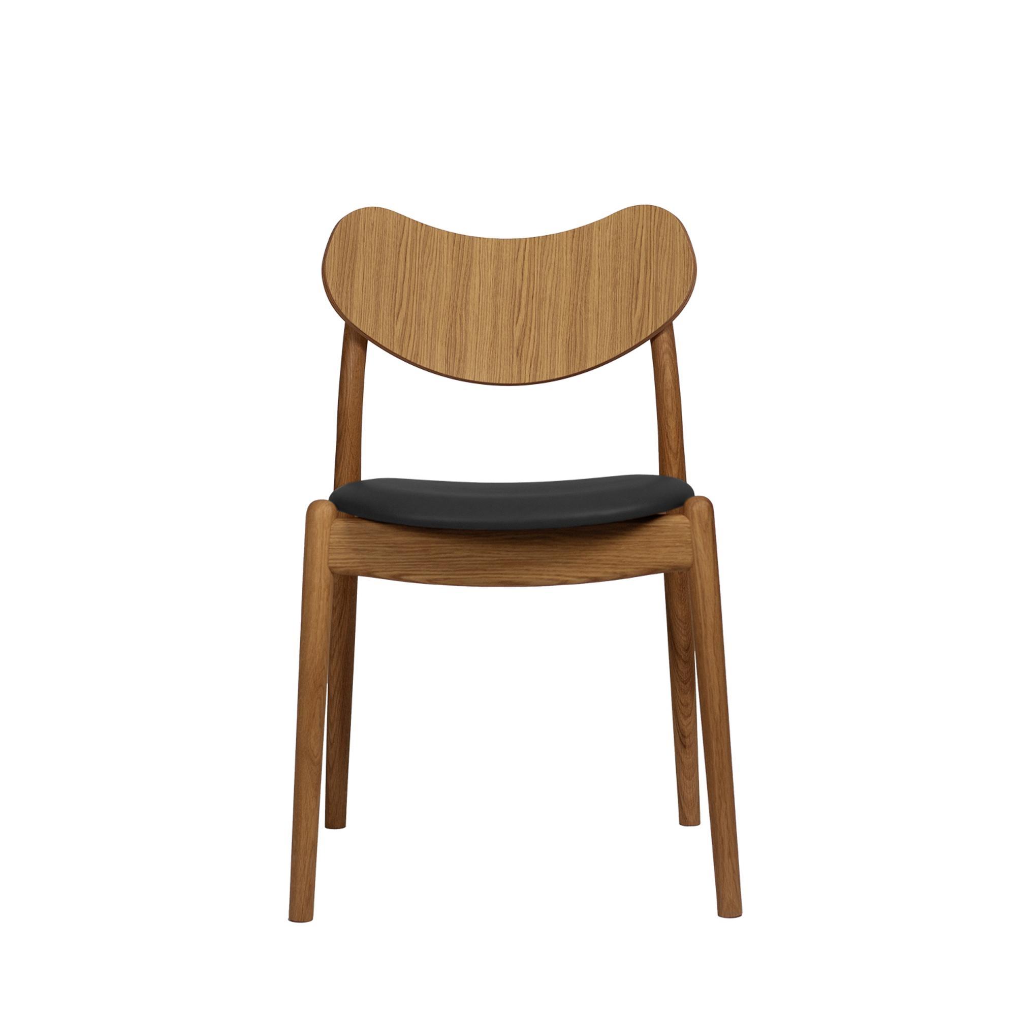 Ro Collection Hybrid Dining Chair Upholstered Seat Oiled Oak/ Black Leather