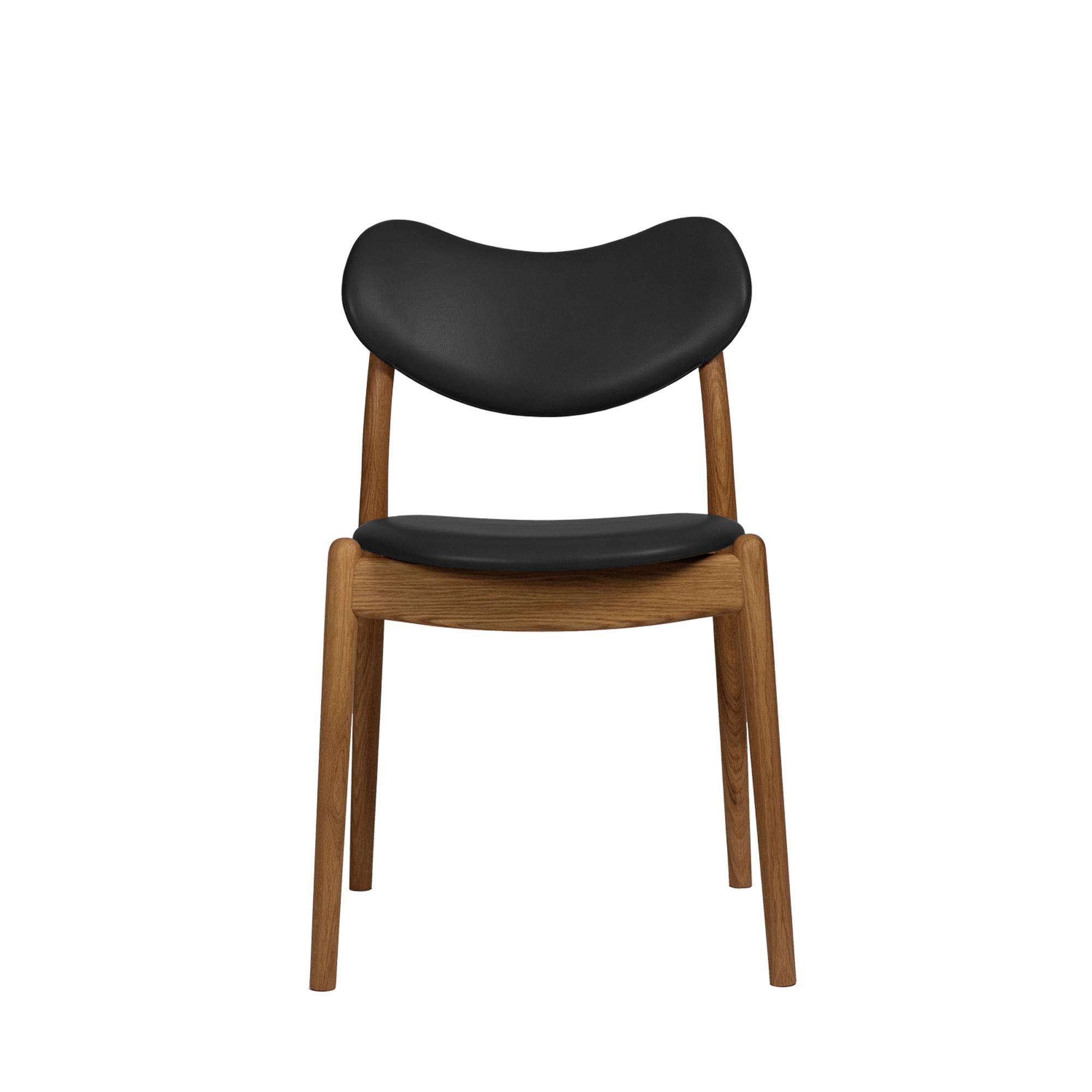 Ro Collection Hybrid Dining Chair Upholstered Oiled Oak/ Black Leather