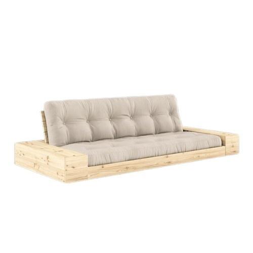 Divano Letto Karup Base con Contenitore Laterale e Materasso A 5 Strati Trasparente/ Beige