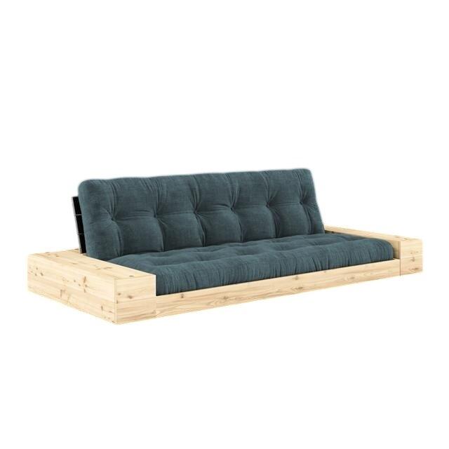 Karup Base Schlafsofa mit Seitenkasten und 5-lagiger Matratze Schwarz/Hellblau
