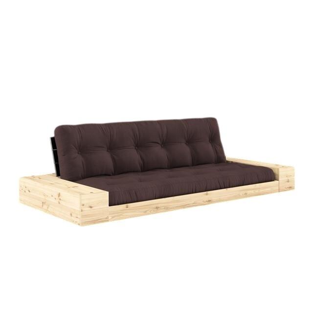 Karup Base Schlafsofa mit Seitenkasten und 5-lagiger Matratze Schwarz Nacht/Braun