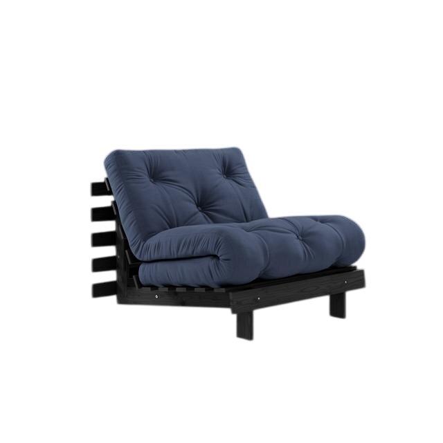 Divano Letto Karup Roots con Materasso 90x200 Nero Notte/Blu Navy