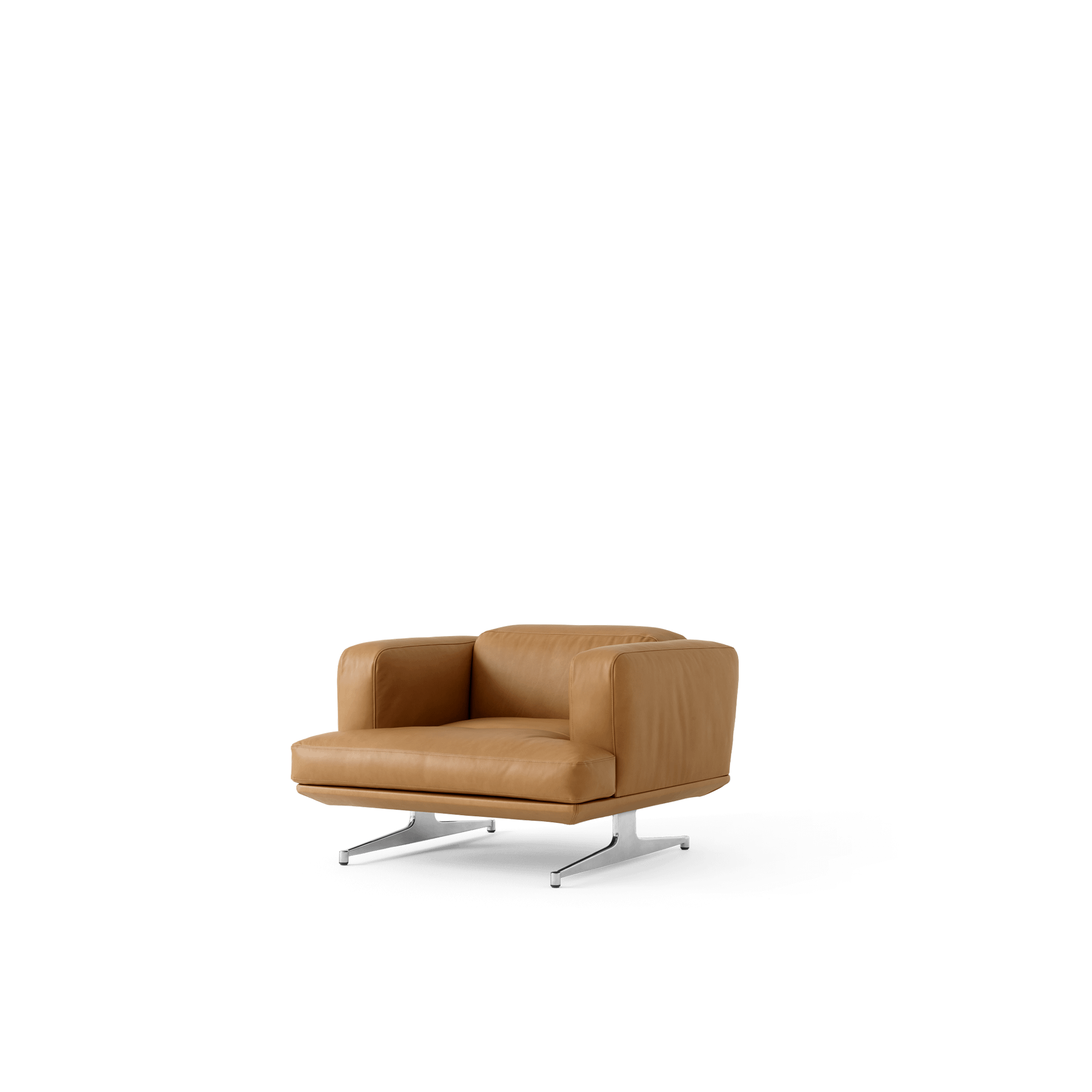 &Tradition Inland AV21 Fauteuil Cuir Cognac/Aluminium Poli