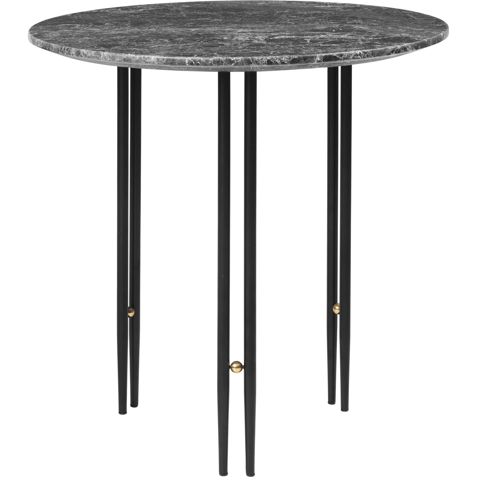 GUBI IOI Coffee Table Round Ø50 cm w. Black Base and Gray Emperador Marble Top