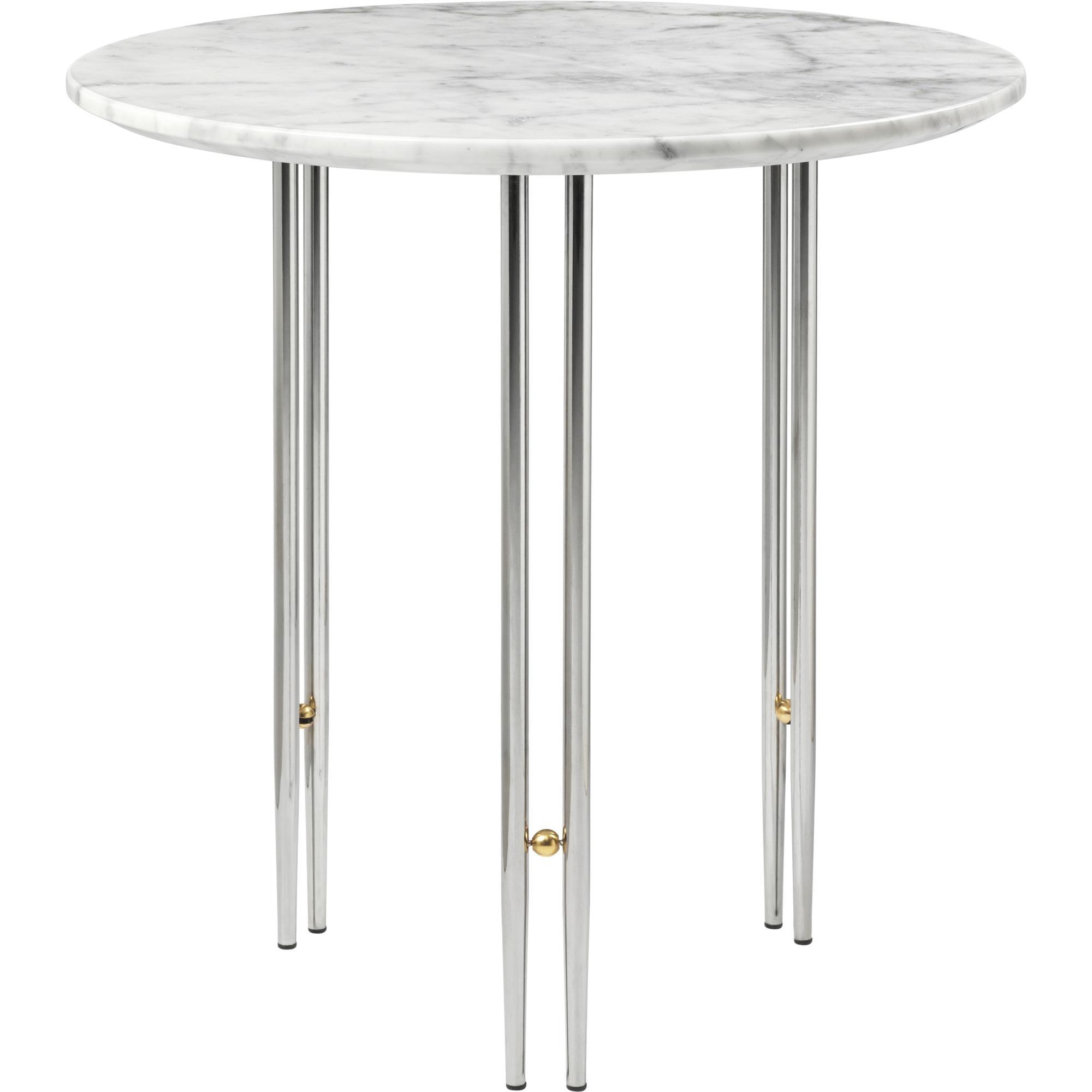 GUBI IOI Coffee Table Round Ø50 cm w. Chrome Base and White Carrara Marble Top