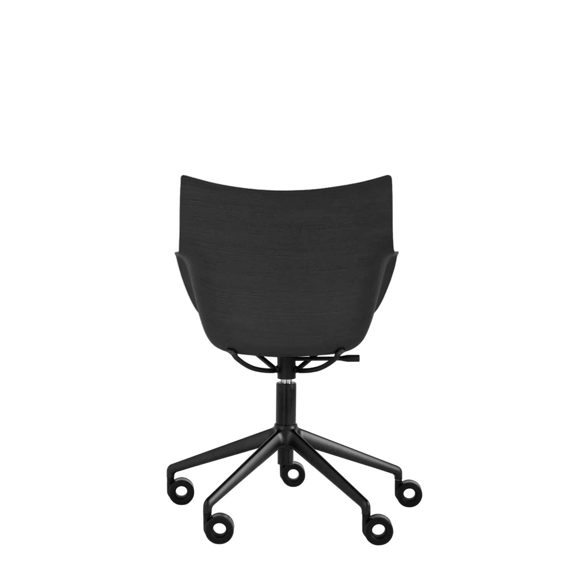 Sedia da Ufficio Kartell Q/Wood Nero/ Legno Nero con Rivestimento Nero